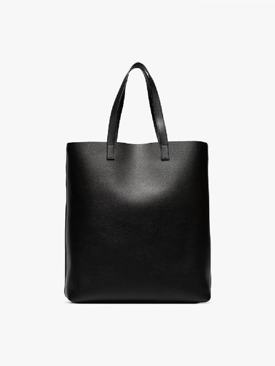 Shop Saint Laurent Black Leather Tote Bag