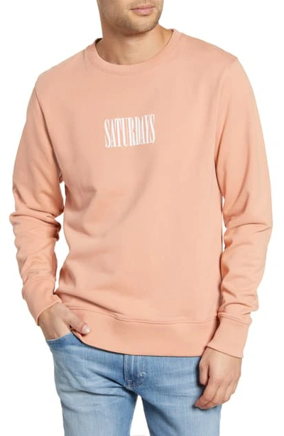 Shop Saturdays Surf Nyc Bowery Middle Condensed Crewneck Sweatshirt In Salmon