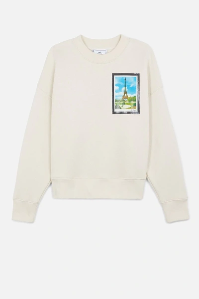 Shop Ami Alexandre Mattiussi Women's Sweatshirt With Postcard Print In Neutrals