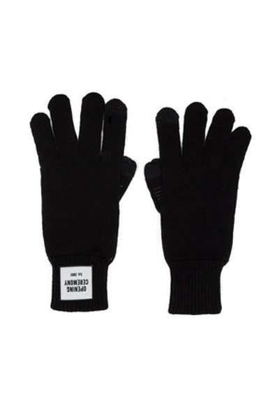 Shop Opening Ceremony Oc Logo Knit Gloves In Black
