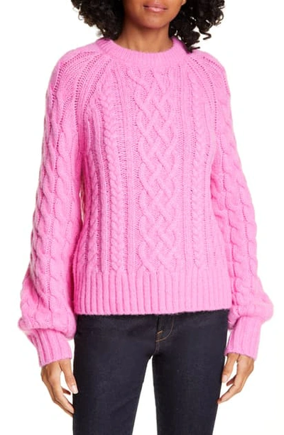 Shop A.l.c Mick Cable Knit Alpaca Blend Sweater In Bubblegum