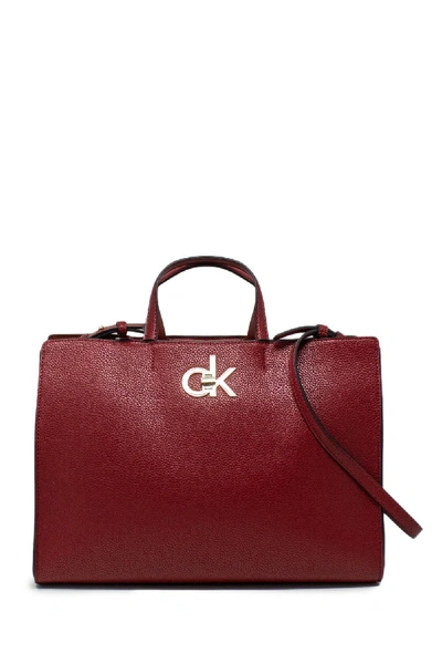 Shop Calvin Klein Burgundy Polyurethane Handbag