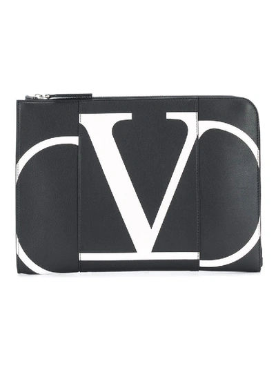 Shop Valentino Leather Document Case In Black