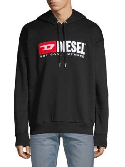Shop Diesel Logo Graphic Cotton Hoodie In Black