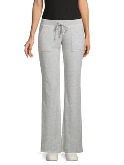 Shop Juicy Couture Black Label Wide-leg Cotton-blend Drawstring Pants In Silver Lining
