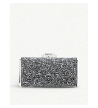 Shop Dune Boxiee Metal Frame Clutch Bag In Pewter-metallic Fabric