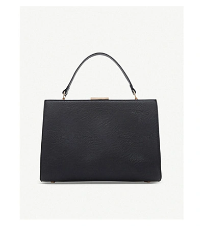 Shop Dune Dequilt Leather Tote Bag In Black-plain Synthetic