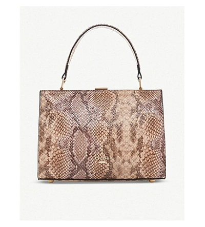 Shop Dune Dinidlady Snakeskin-print Tote Bag In Camel Reptile Synthetic