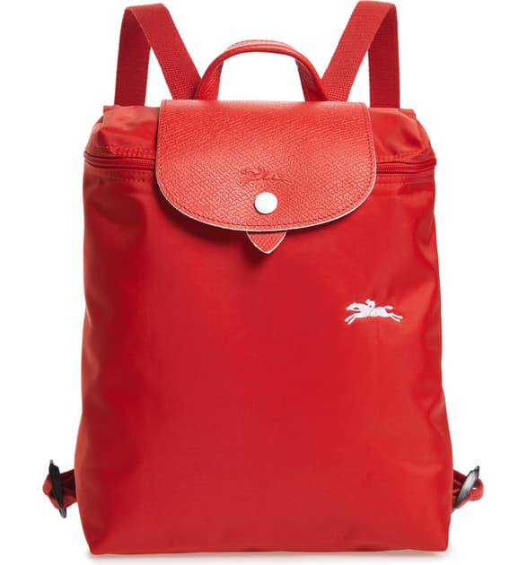 longchamp le pliage backpack red