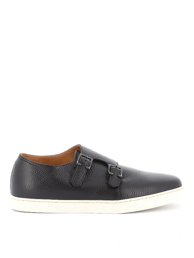 Shop John Lobb Holme Buckle Black Sneakers