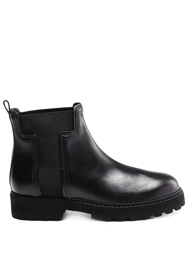 Shop Tod's Double T Leather Chelsea Boot In Black