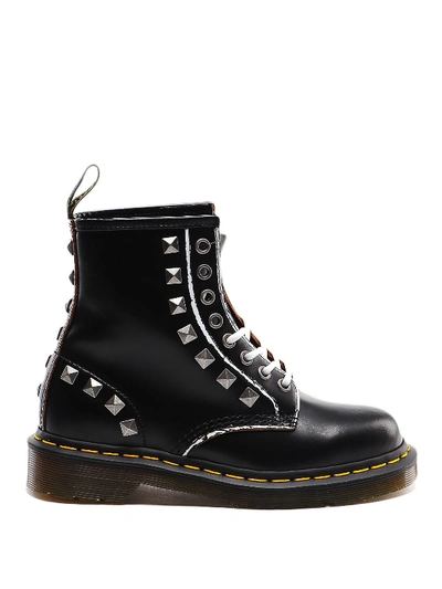 Shop Dr. Martens' 1460 Stud Smooth Leather Combat Boots In Black