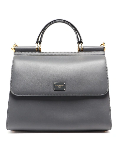Shop Dolce & Gabbana Sicily 58 Large Bag In Grey