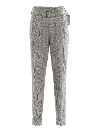 Shop Michael Kors Prince Of Wales Wool High-rise Trousers In Grey