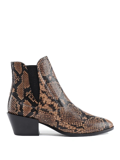 Shop Tod's Reptile Print Leather Ankle Boots In Animal Print