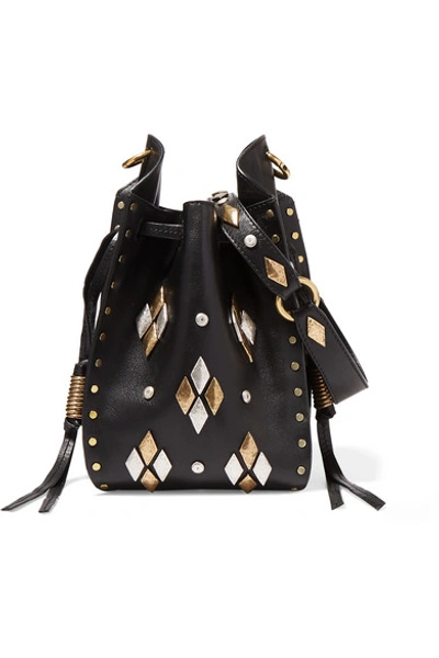Shop Isabel Marant Radja Studded Leather Shoulder Bag In Black