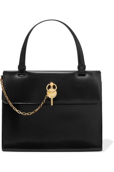 Shop Jw Anderson Frame Keyts Glossed-leather Tote In Black