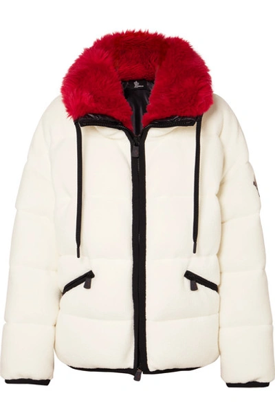 Shop Moncler Oversized Faux Fur-trimmed Quilted Fleece Down Ski Jacket In Ivory