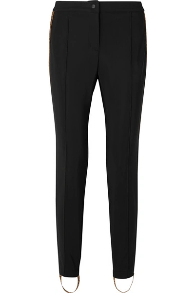 Shop Fendi Jacquard-trimmed Stirrup Ski Pants In Black