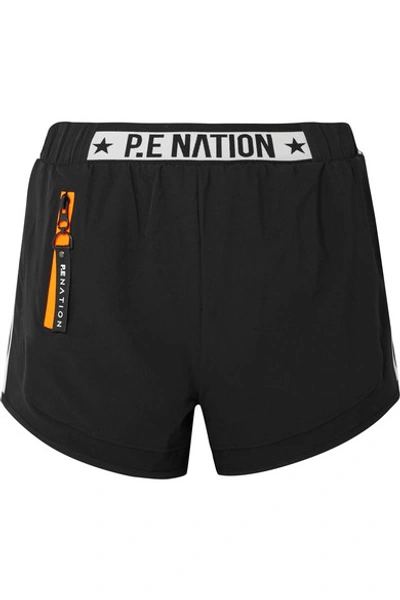 Shop P.e Nation Traverse Mesh And Shell-trimmed Stretch Shorts In Black