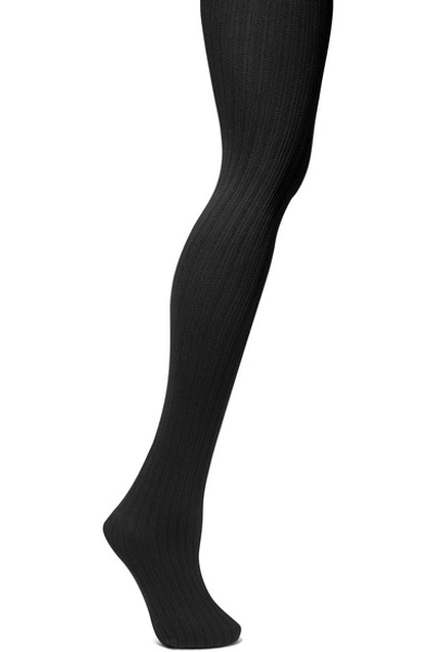 Shop Falke Ribbed 80 Denier Tights In Black