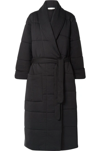 Shop Skin Sierra Quilted Cotton-jersey Robe In Black