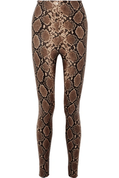 Shop Commando Snake-effect Faux Stretch-leather Leggings In Snake Print