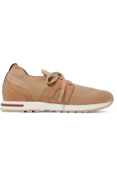 Shop Loro Piana Flexy Lady Cashmere, Suede And Leather Sneakers In Camel