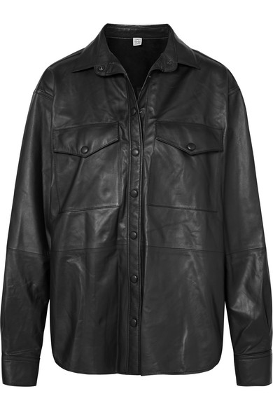 Totême Novella Leather Shirt In Gray | ModeSens