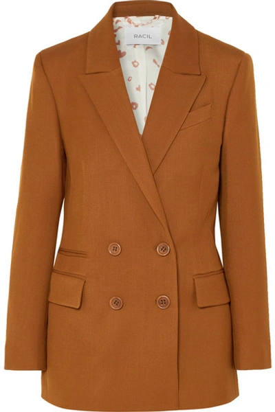 Shop Racil Archie Double-breasted Crepe Blazer In Light Brown