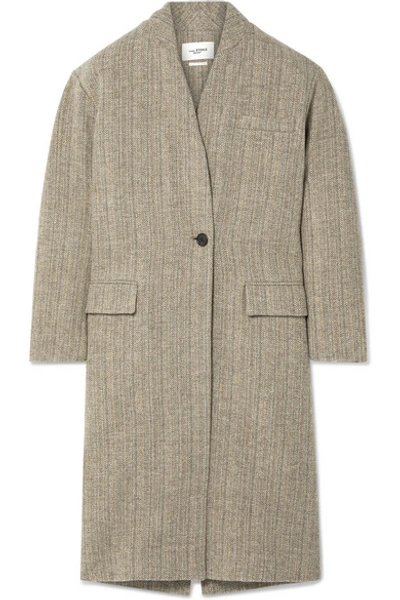 Shop Isabel Marant Étoile Henlo Herringbone Wool Coat In Taupe