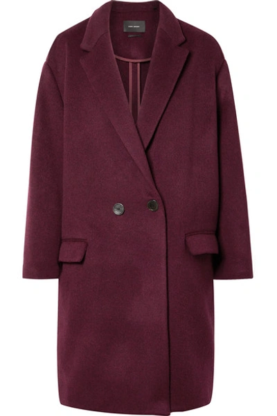 Shop Isabel Marant Filipo Oversized Double-breasted Wool-blend Felt Coat In Burgundy