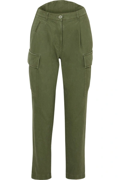 Shop Pushbutton Cotton-canvas Tapered Cargo Pants In Army Green