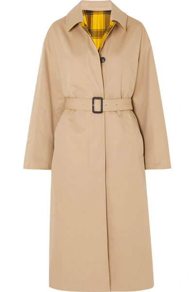 Shop Mackintosh Amulree Reversible Cotton-gabardine And Checked Wool Coat In Beige