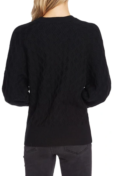 Shop Vince Camuto Diamond Stitch Sweater In Rich Black