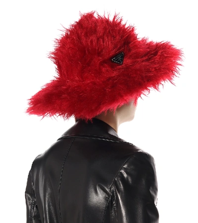 Shop Prada Mohair And Cotton Fedora In Red