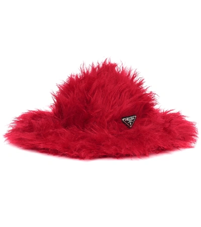 Shop Prada Mohair And Cotton Fedora In Red