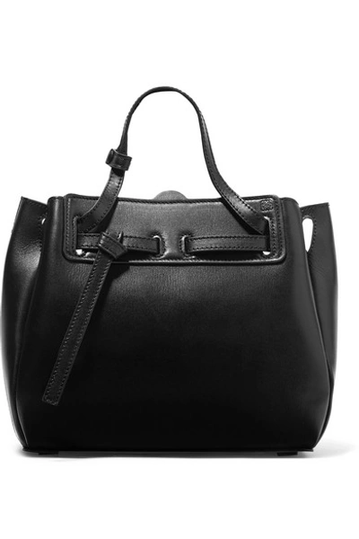 Shop Loewe Lazo Mini Leather Tote In Black