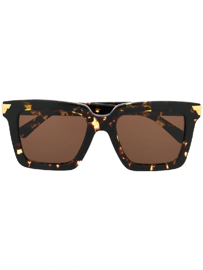 Shop Bottega Veneta Square Frame Tortoise-shell Sunglasses In Brown