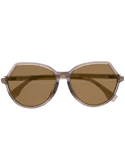 Shop Fendi Roma Amor Sunglasses In Neutrals
