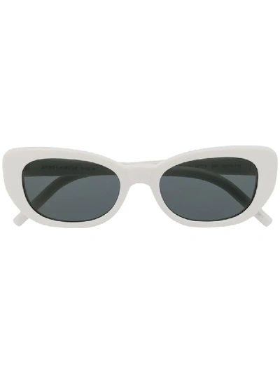 Shop Saint Laurent Cat-eye Shaped Sunglasses In White