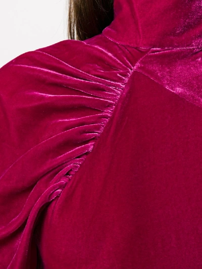 Shop Rotate Birger Christensen Ruched Velvet Dress In Pink