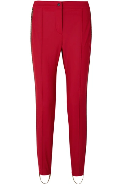 Shop Fendi Roma Jacquard-trimmed Stirrup Ski Pants In Red