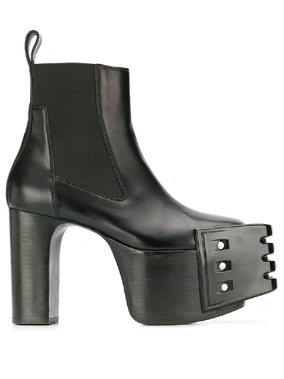 Shop Rick Owens Larry Grill Kiss Ankle Boots In 09 Black