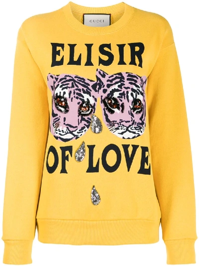 Shop Gucci Elisir Of Love Sweatshirt In Yellow