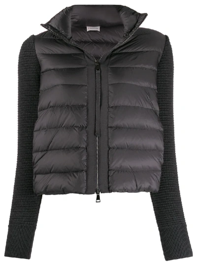 Shop Moncler Knit Sleeve Puffer Jacket In Black
