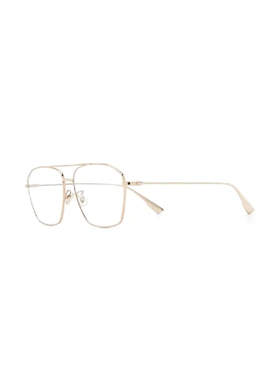 Shop Dior Aviator Style Glasses In Gold