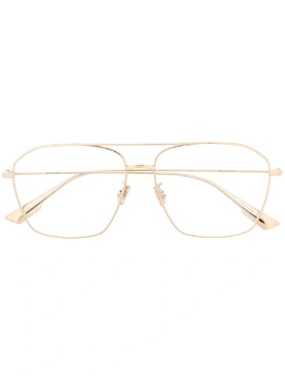 Shop Dior Aviator Style Glasses In Gold