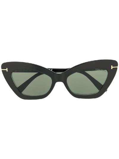 Shop Tom Ford Clip On Cat-eye Glasses In Black