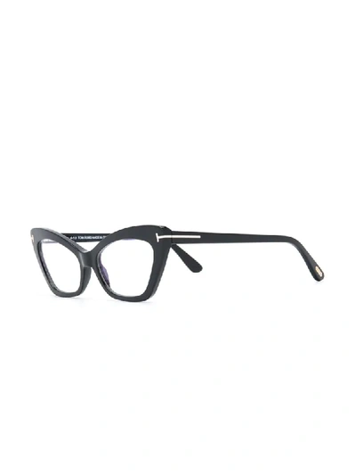 Shop Tom Ford Clip On Cat-eye Glasses In Black